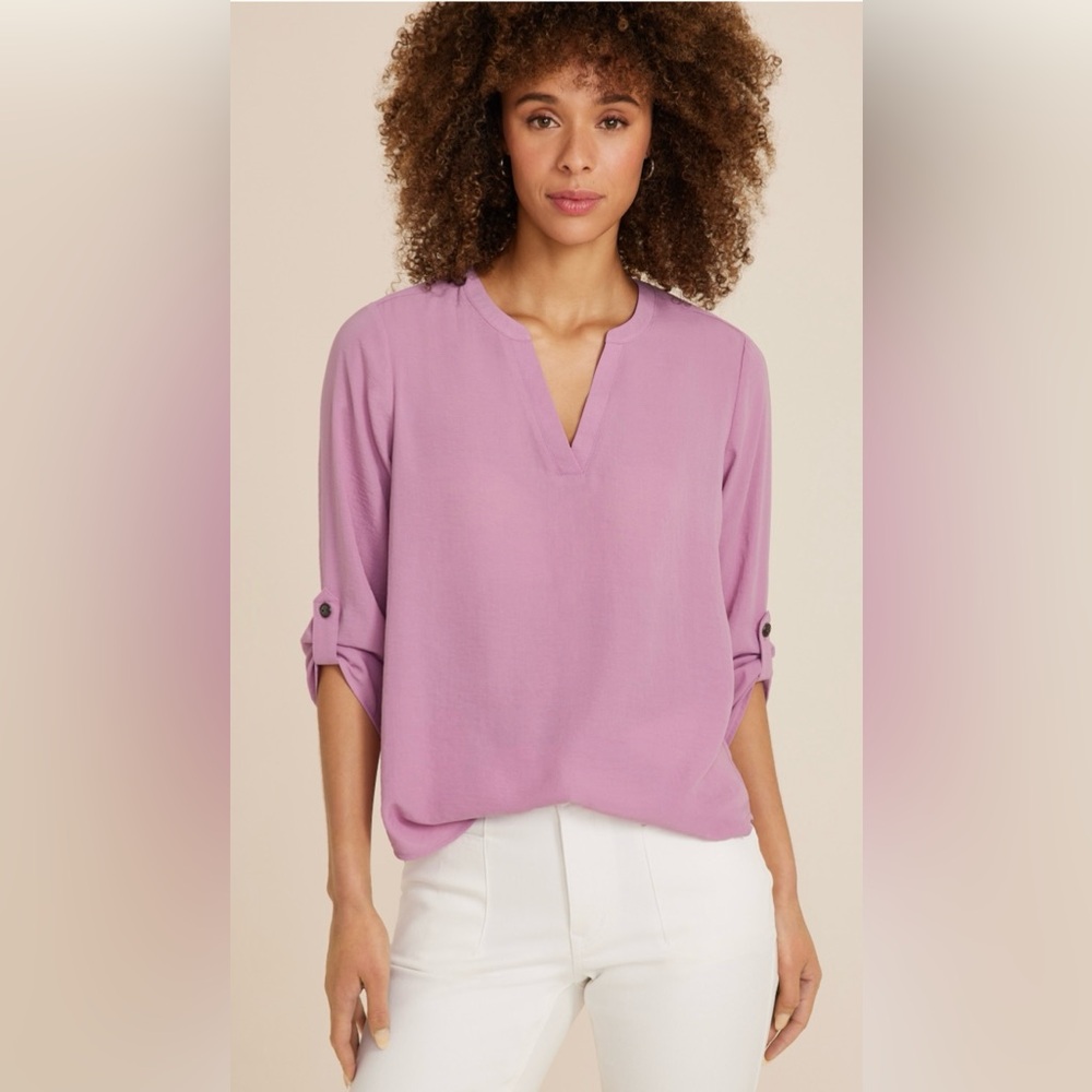 Women's Lavender/pink Atwood 3/4 Sleeve Popover Blouse